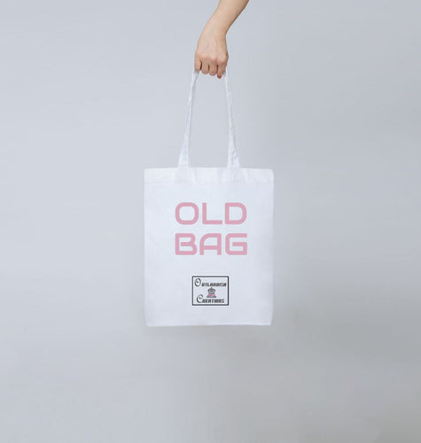 Old Bag Bag with pink writing