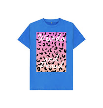 Bright Blue Kids Weirdo and Proud leopard print T-shirt