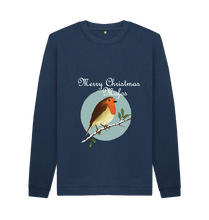Navy Blue Printed Sweater Front