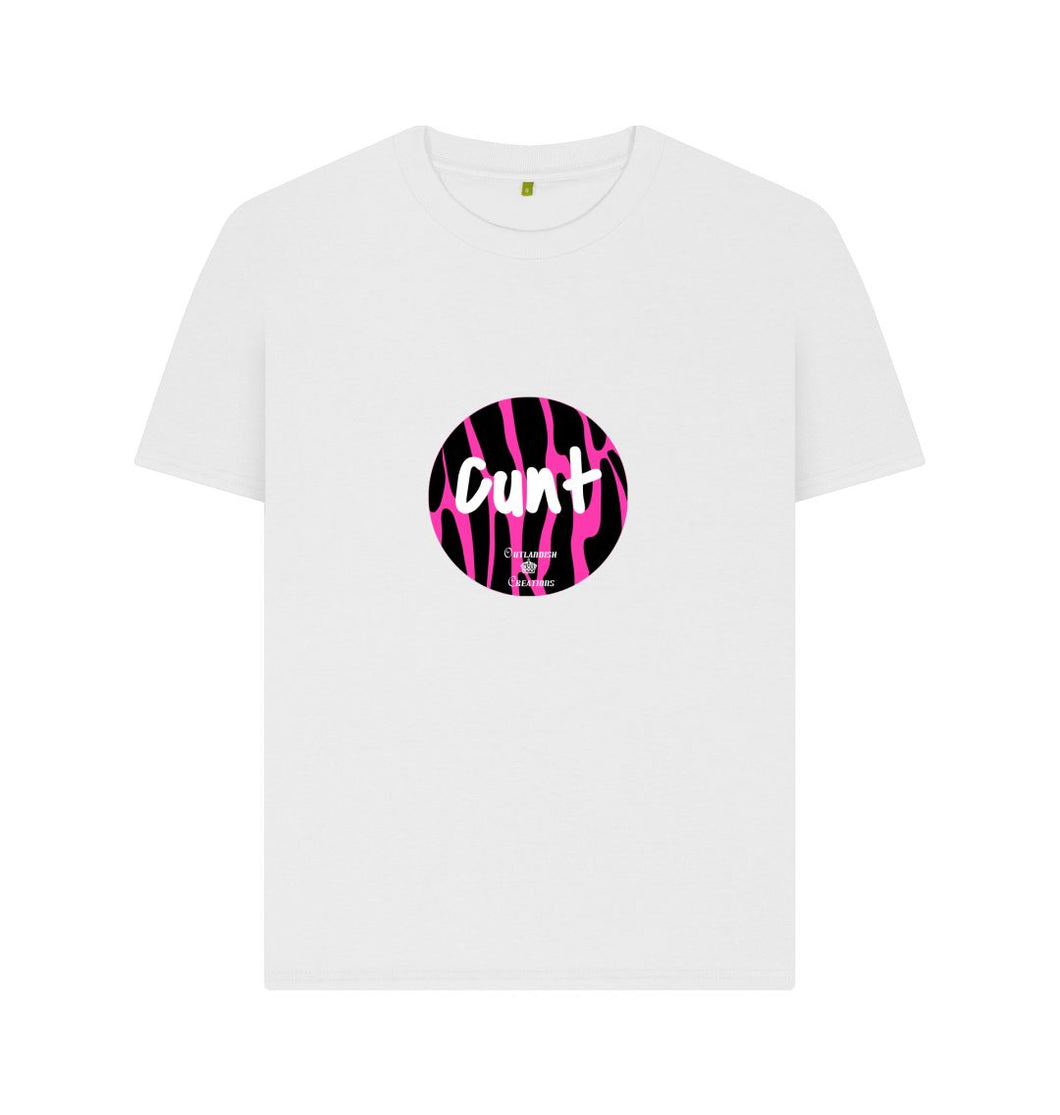 White Pink Black Print C@nt T-shirt