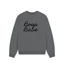 Slate Grey Boss Babe oversize sweatshirt