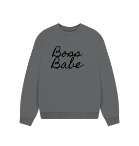 Slate Grey Boss Babe oversize sweatshirt