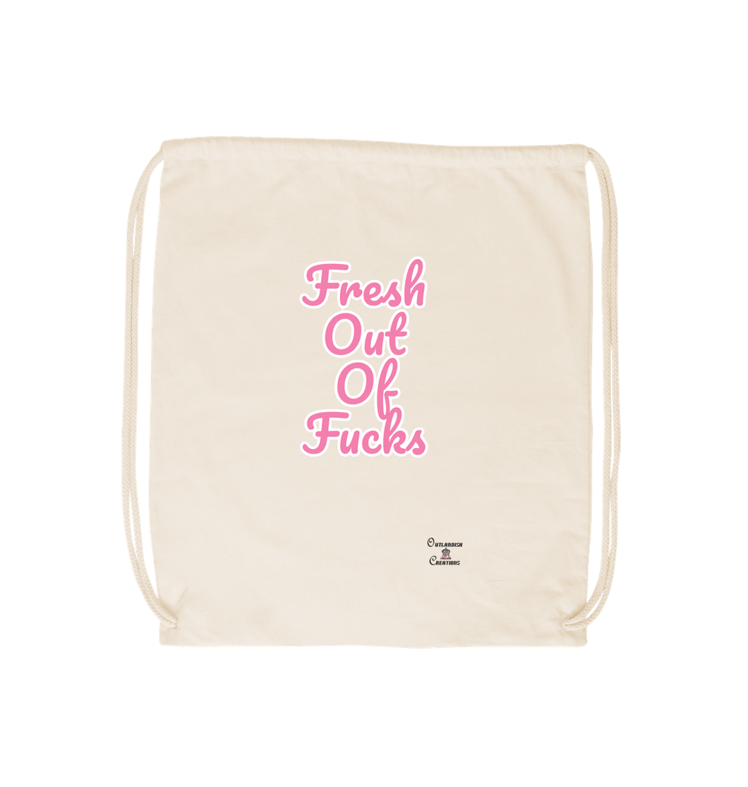 Natural Fresh out of Fucks drawstring bag