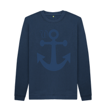 Navy Blue Printed Sweater Front