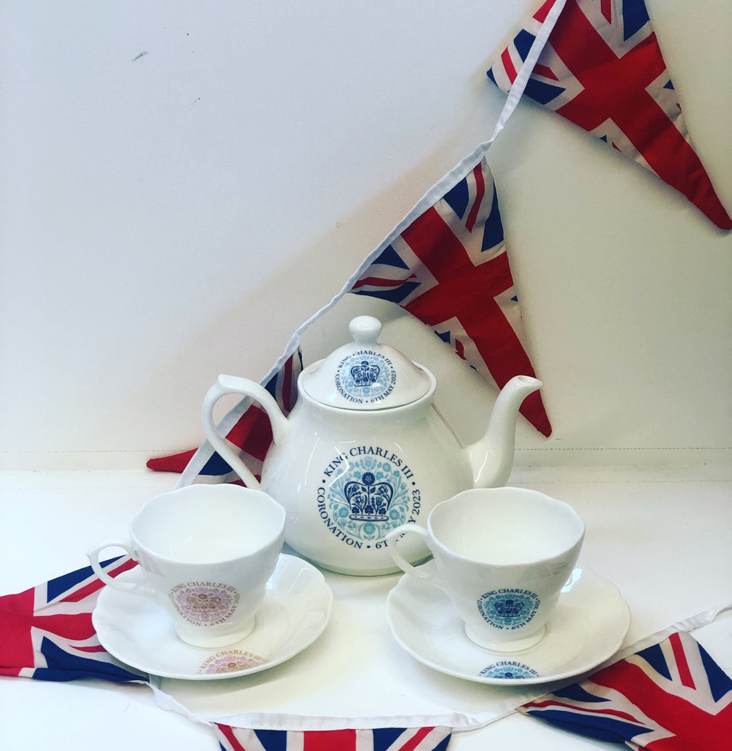 King Charles III Coronation fine bone china blue tea cup and saucer (limited edition)