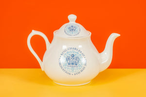 King Charles III Coronation tea pot for four people made in fine bone china