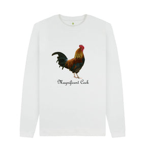 White Magnificent Cock Men's Crew Neck Sweater