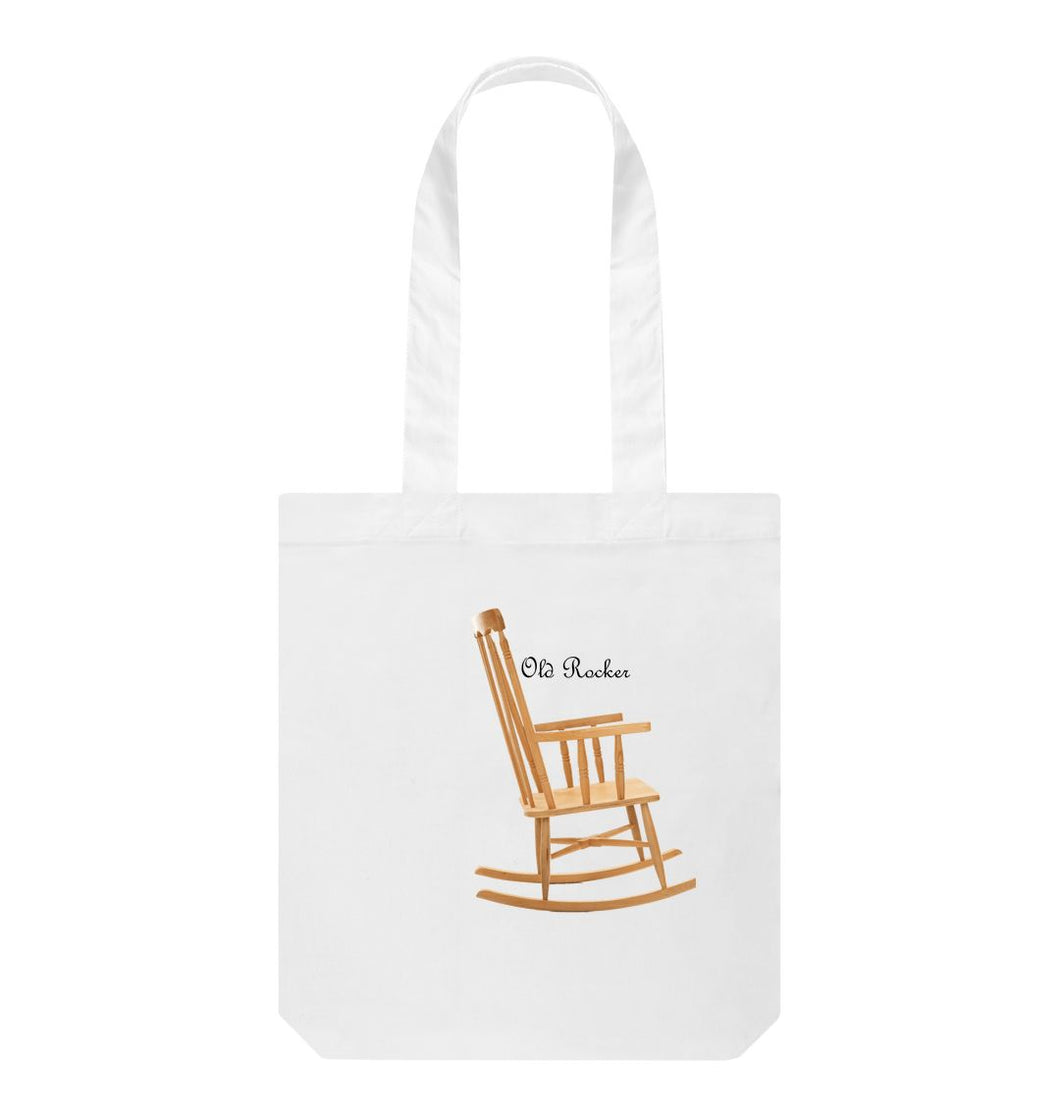 White Old Rocker Tote Bag in White and Natural