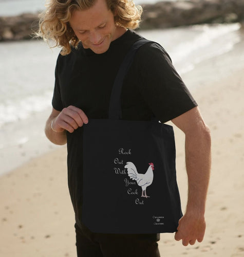 Rock Out With Your Cock Out Black Tote Bag