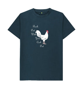 Denim Blue Rock Out With Your Cock Out Dark T-shirt