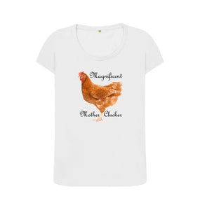 White Magnificent Mother Clucker Scoop Neck T-shirt