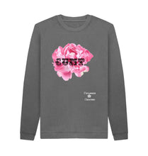 Slate Grey Pink Peony Dark Cunt Crew Neck Sweater