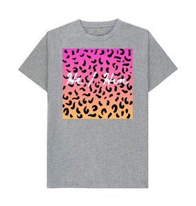 Athletic Grey He Him leopard print T-shirt