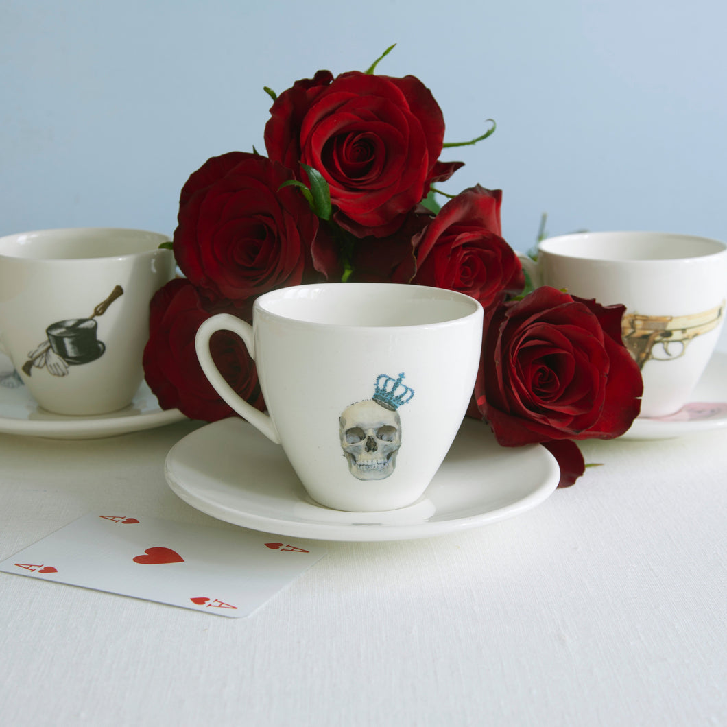 Commissioned personalised Tea Cup & Saucer in white earthenware