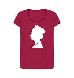 Cherry Women's Scoop Neck silhouette of Queen Elizabeth II T-shirt