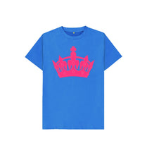 Bright Blue Kids Pink Crown T-shirt