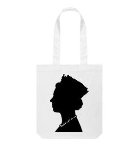 White Queen Elizabeth II silhouette light tote bag