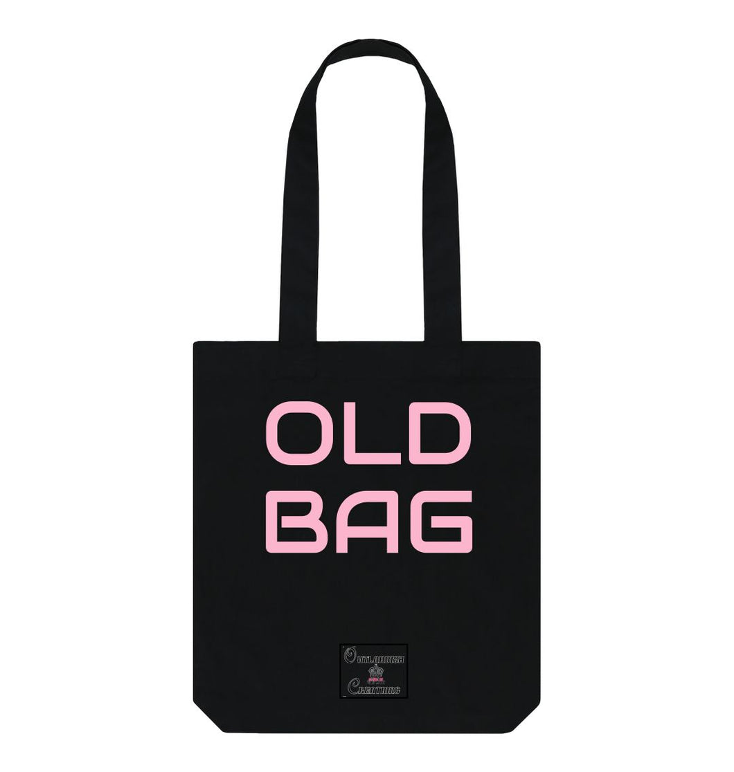 Black Old Bag Bag with pink writing