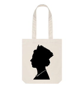 Natural Queen Elizabeth II silhouette light tote bag