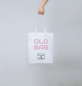 Old Bag Bag with pink writing