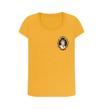 Mustard Queen Elizabeth II on left hand side T-shirt