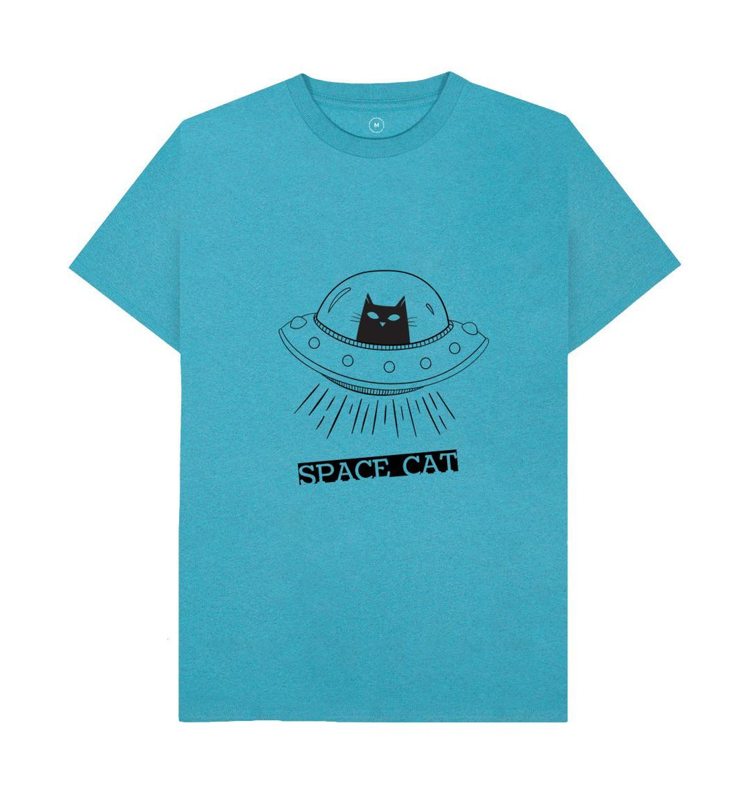 Ocean Blue Space Cat T-shirt