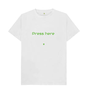 White Unisex Press here T-shirt