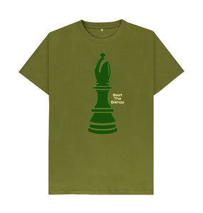 Moss Green Menswear Beat the Bishop T-shirt with green bishop