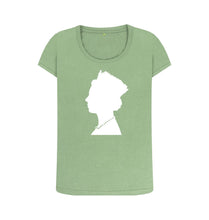 Sage Women's Scoop Neck silhouette of Queen Elizabeth II T-shirt