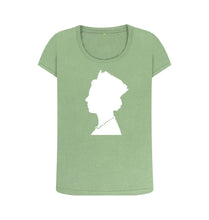 Sage Women's Scoop Neck silhouette of Queen Elizabeth II T-shirt