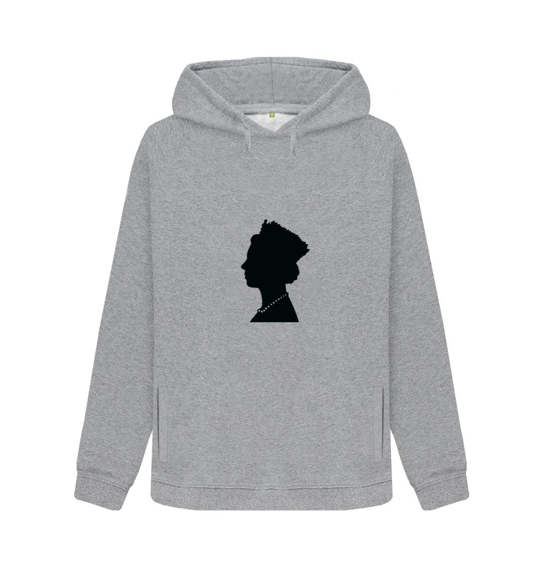 Light Heather Queen Elizabeth II black silhouette hoodie