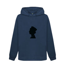 Navy Blue Queen Elizabeth II black silhouette hoodie