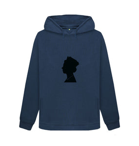 Navy Blue Queen Elizabeth II black silhouette hoodie