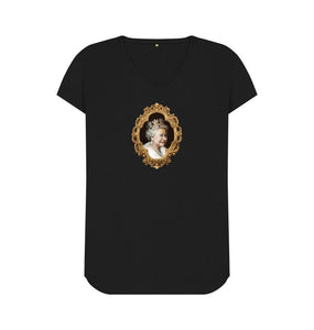 Black V Neck Queen Elizabeth II T-shirt