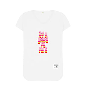 White It's good to talk woman's v-neck t-shirt