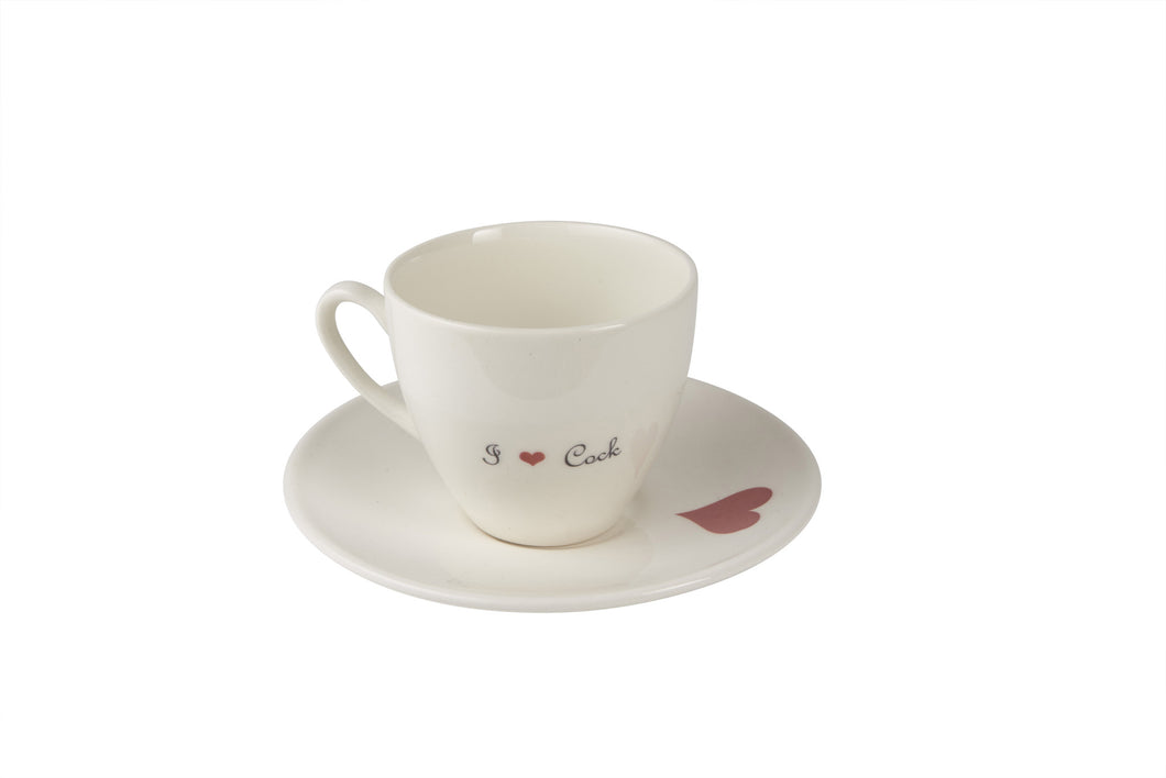 I Love Cock Tea Cup & Saucer