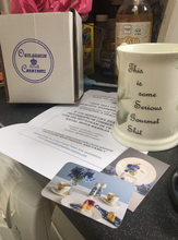 A personalised made to order fine bone china tankard.