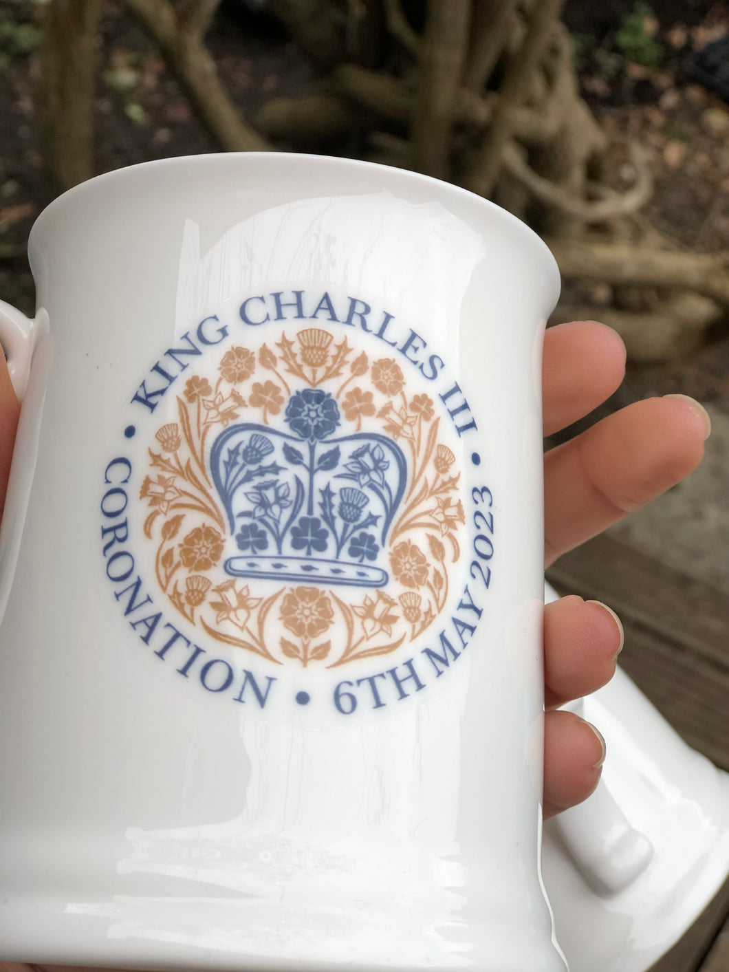 King Charles III Coronation tankard in blue and red (limited edition)