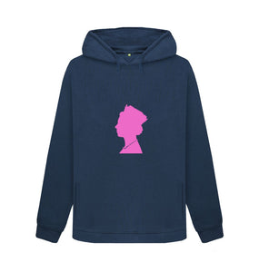 Navy Blue Women's Queen Elizabeth II pink silhouette hoodie