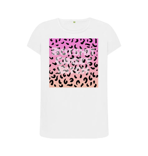 White Batshit Crazy Bitch leopard print T-shirt