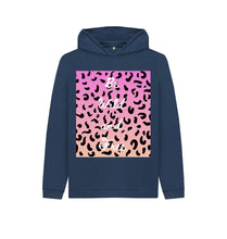 Navy Blue Kids Hoodie leopard print Be Wild and Free