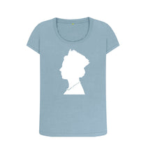 Stone Blue Women's Scoop Neck silhouette of Queen Elizabeth II T-shirt