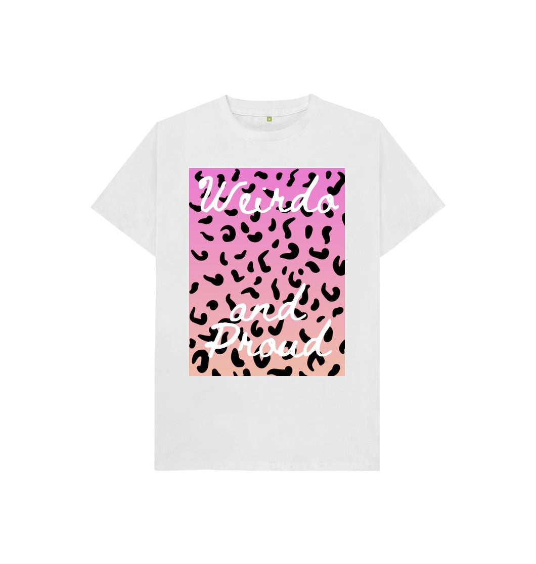 White Kids Weirdo and Proud leopard print T-shirt