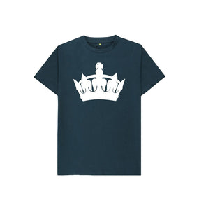 Denim Blue Kids White Crown T-shirt