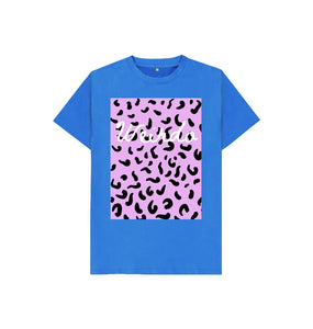 Bright Blue Kids leopard print Weirdo T-shirt