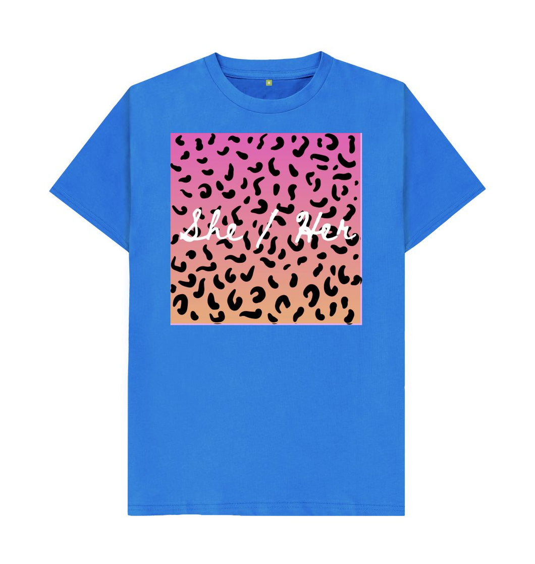 Bright Blue She \/ Her Leopard Print T-shirt