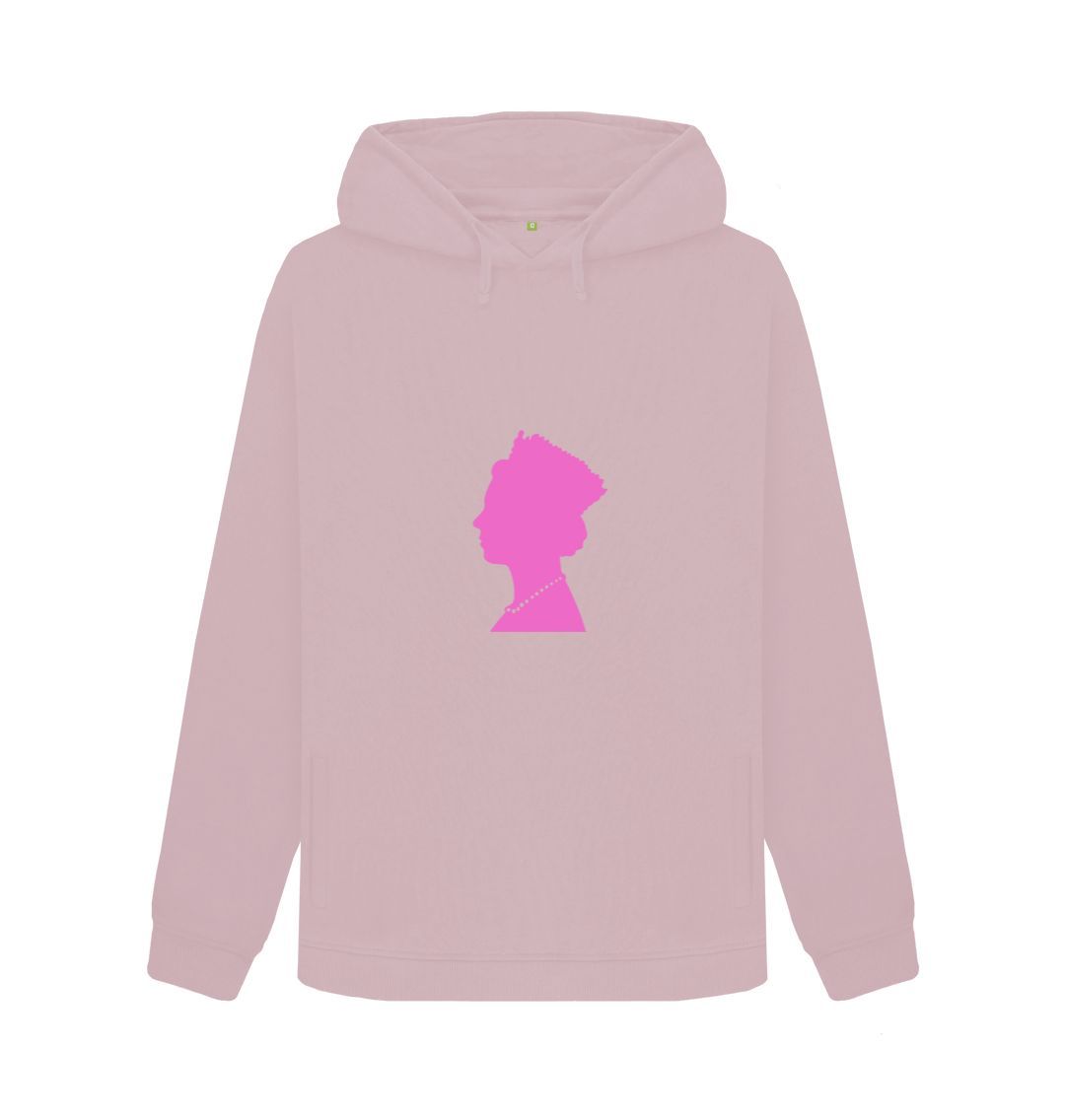 Women s Queen Elizabeth II pink silhouette hoodie Outlandish Creations