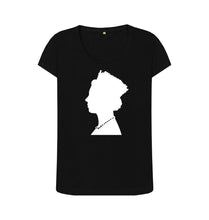 Black Women's Scoop Neck silhouette of Queen Elizabeth II T-shirt