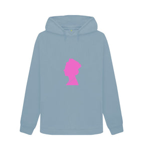 Stone Blue Women's Queen Elizabeth II pink silhouette hoodie