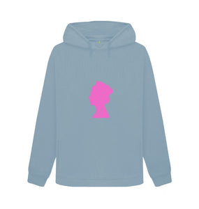 Stone Blue Queen Elizabeth II pink silhouette hoodie